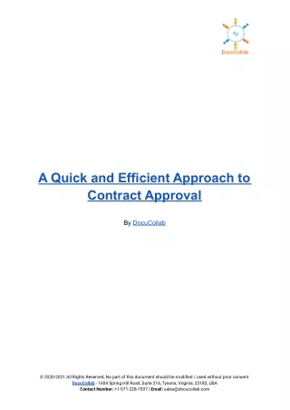 A Quick and Efficient Approach to Contract Approval