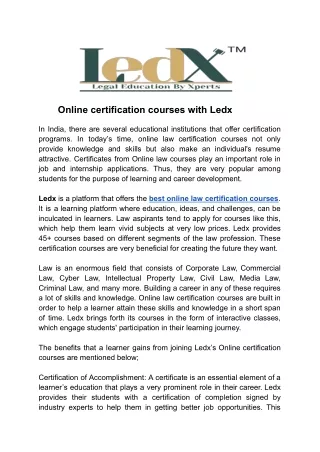 online certification courses with ledx
