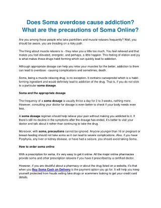 Does Soma overdose cause addiction_ What are the precautions of Soma Online_