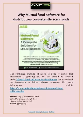 why mutual fund software for distributors