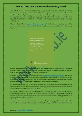 how to overcome the personal insolvency issue