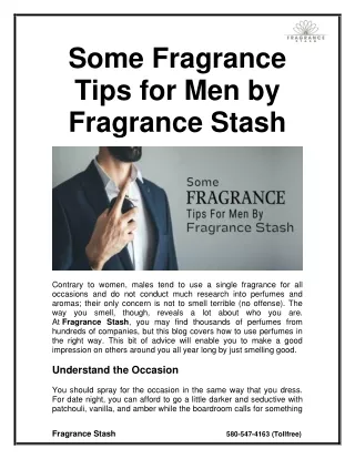 Some Fragrance Tips for Men by Fragrance Stash