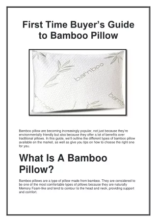 First Time Buyer’s Guide to Bamboo Pillow