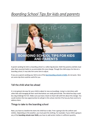 Boarding School Tips for kids and parents