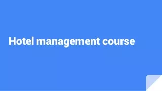 hotel management course