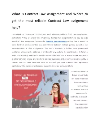 What is Contract Law Assignment and Where to get the most reliable Contract Law