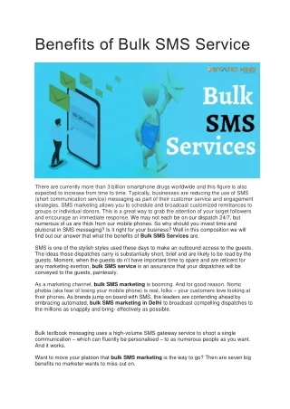 Benefits of Bulk SMS Service