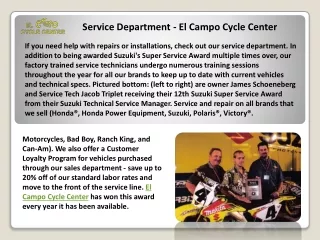 Service Department - El Campo Cycle Center - El Campo, TX