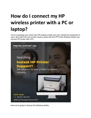 how do i connect my hp wireless printer with