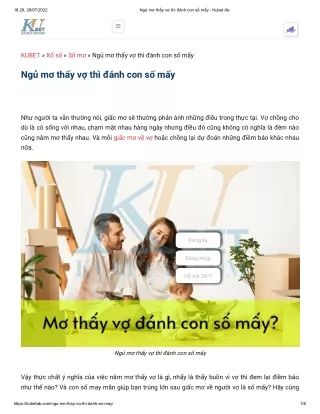 Ngủ mơ thấy vợ thì đánh con số mấy - Kubet Ab