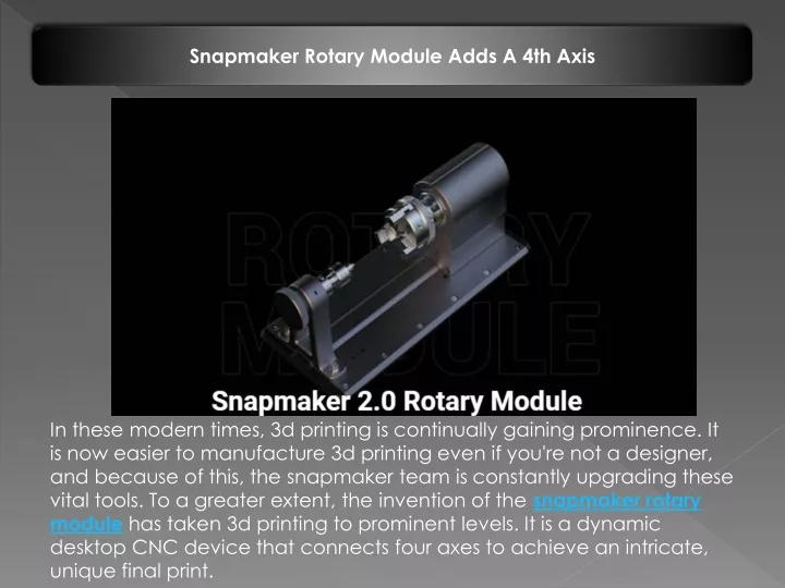 snapmaker rotary module adds a 4th axis