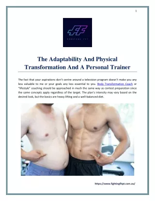The Adaptability And Physical Transformation And A Personal Trainer