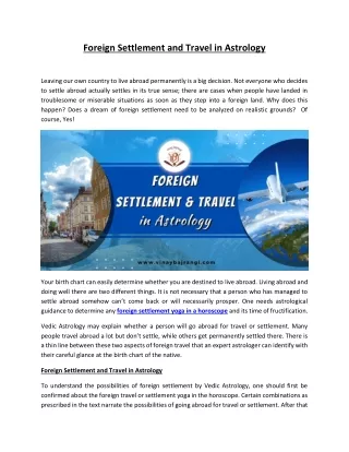 Foreign Settlement and Travel in Astrology