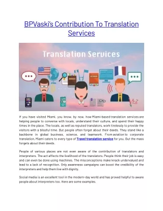 BPVaski’s Offering English To Spanish Online Translation Services