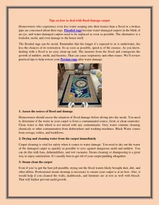 tips on how to deal with flood damage carpet