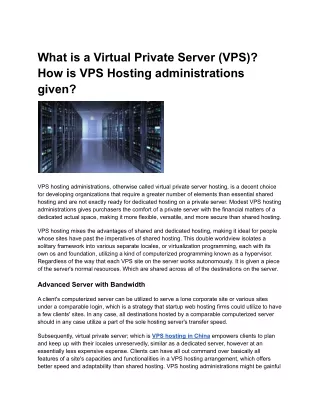 What is a Virtual Private Server (VPS)_ How is VPS Hosting administrations given_