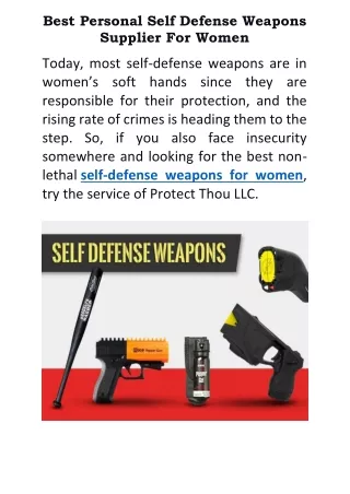 Best Personal Self Defense Weapons Supplier For Women