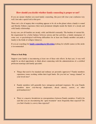 how should you decide whether family counseling