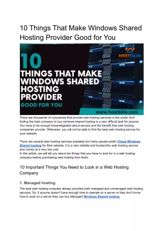 10 things that make windows shared hosting