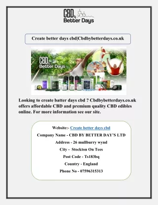 create better days cbd|Cbdbybetterdays.co.uk