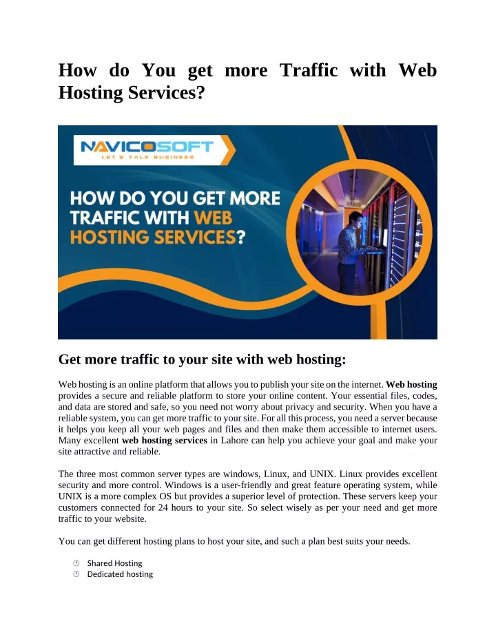 how do you get more traffic with web hosting