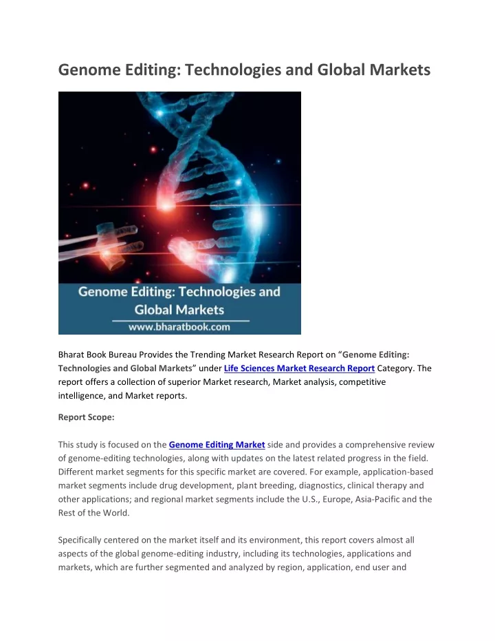 genome editing technologies and global markets