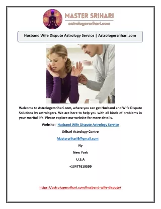 Husband Wife Dispute Astrology Service | Astrologersrihari.com