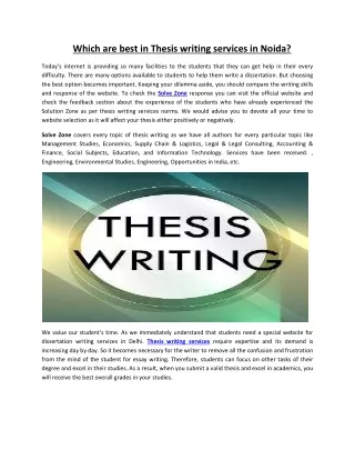 Which are best in Thesis writing services in Noida