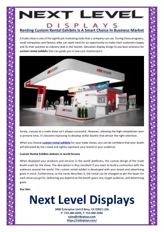 Renting Custom Rental Exhibits Is A Smart Choice In Business Market