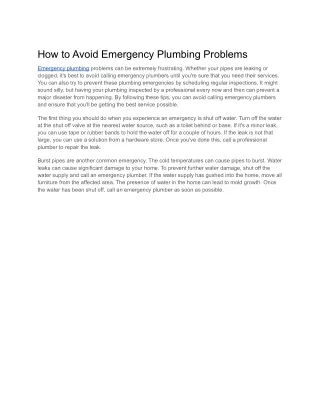 How to Avoid Emergency Plumbing Problems (1)