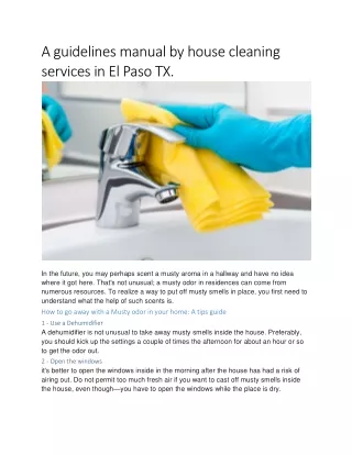 A guidelines manual by house cleaning  services in El Paso TX.