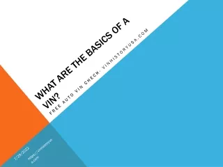 What are the basics of a VIN