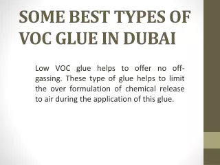 SOME BEST TYPES OF  VOC GLUE IN DUBAI
