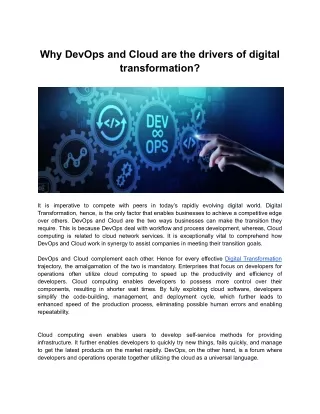 Why DevOps and Cloud are the drivers of digital transformation