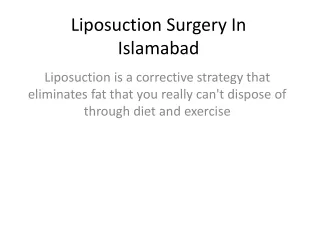 Liposuction Surgery In Islamabad