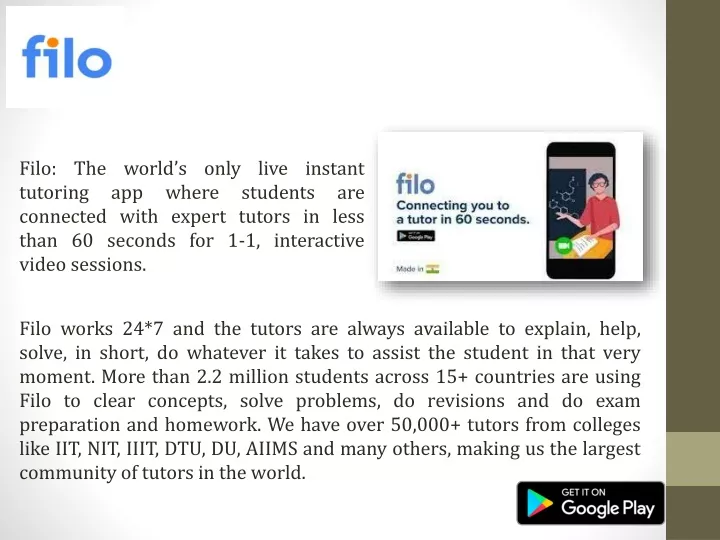 filo the world s only live instant tutoring