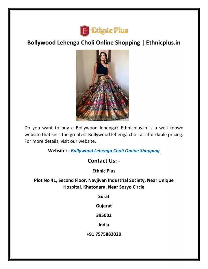 bollywood lehenga choli online shopping