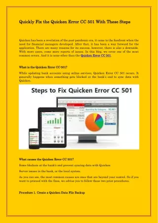 Quickly Fix the Quicken Error CC 501 With These Steps