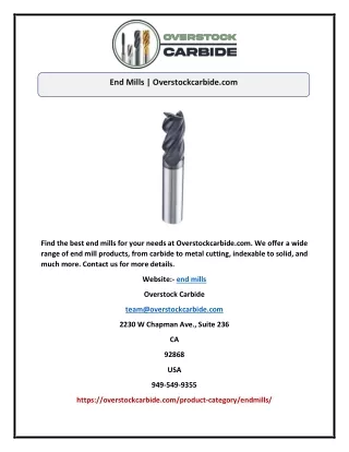 End Mills | Overstockcarbide.com