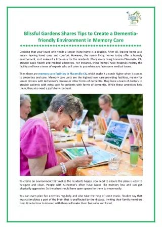 blissful gardens shares tips to create a dementia