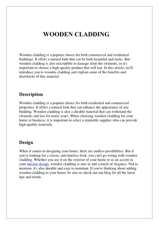 WOODEN CLADDING