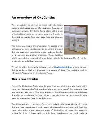 Information On OxyContin & Precautions