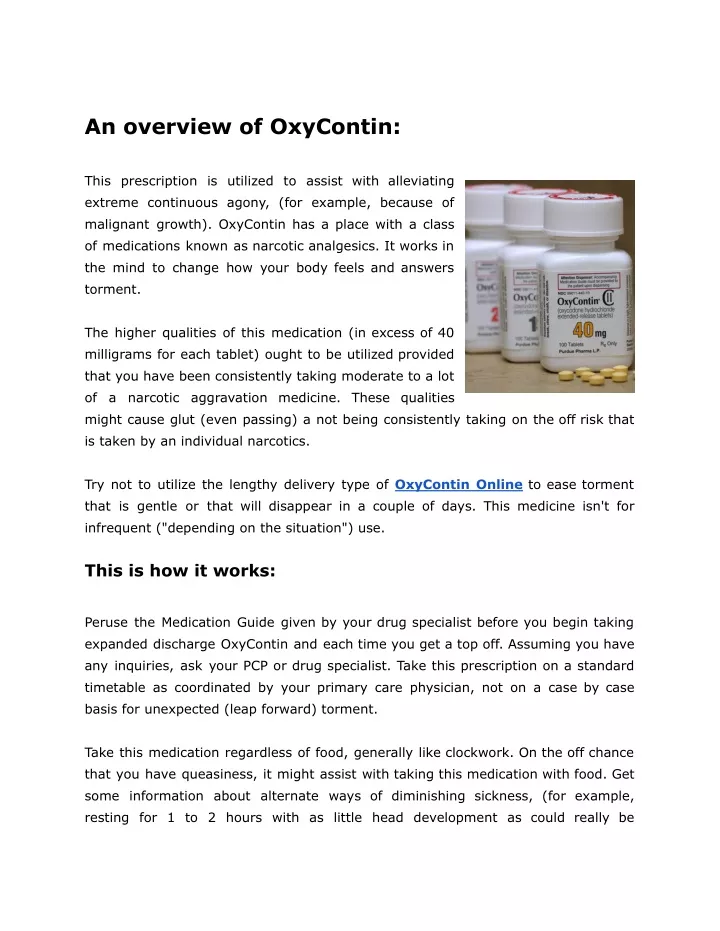 an overview of oxycontin