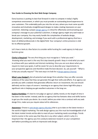 your guide to choosing the best web design company