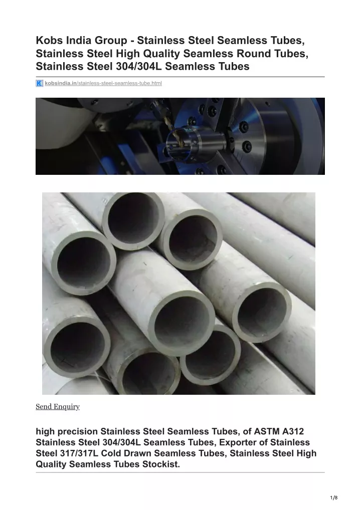kobs india group stainless steel seamless tubes