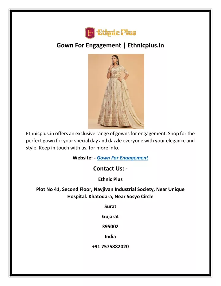 gown for engagement ethnicplus in