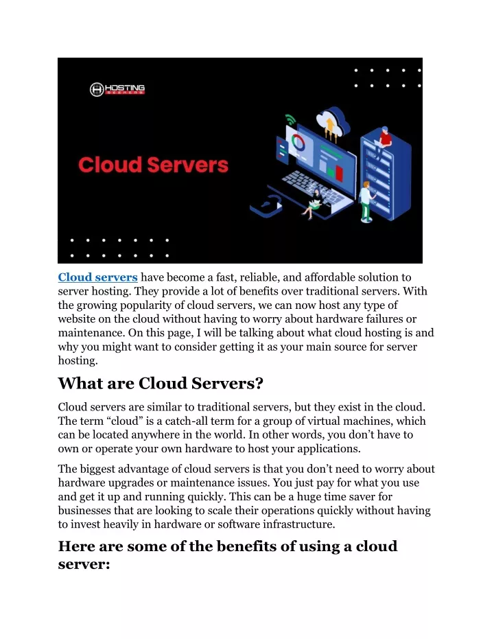 cloud servers have become a fast reliable