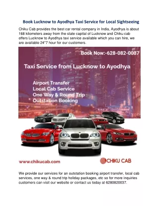 book lucknow to ayodhya taxi service for local