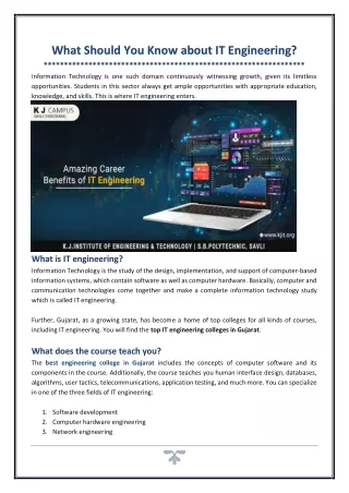 what should you know about it engineering