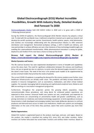 global electrocardiograph ecg market incredible